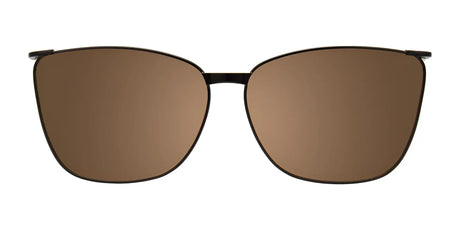 Front view of EasyClip EC686 Eyeglasses with Clip-on Sunglasses, featuring brown-tinted polarized lenses and a thin black frame, displayed against a white background. Brand: EasyClip. Size: 52.