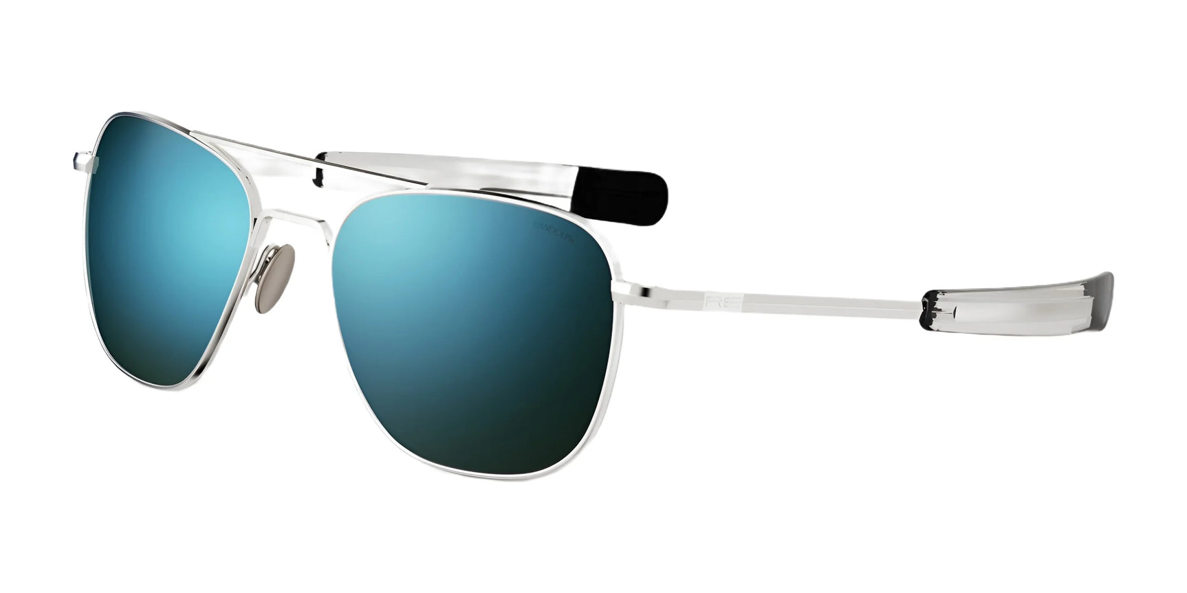 Randolph AVIATOR Sunglasses | Size 55 / 23k White Gold / Cobalt Glass (Polarized)