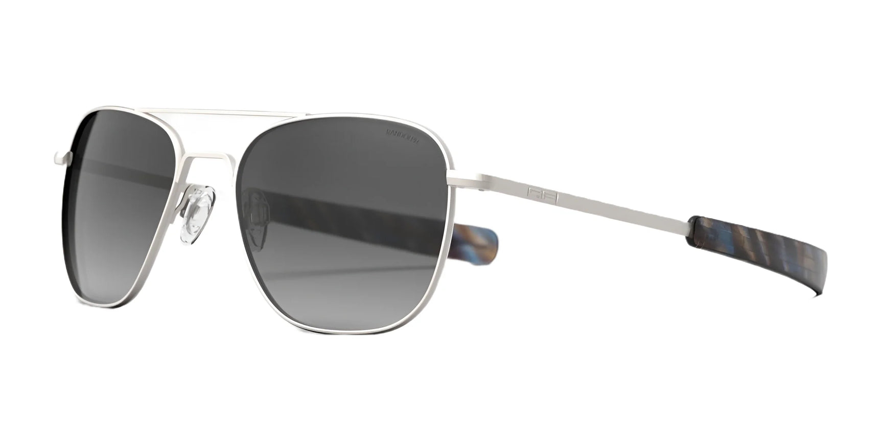 Randolph AVIATOR Sunglasses | Size 52 / Satin Silver / Coastal Gray Gradient Nylon (Polarized)