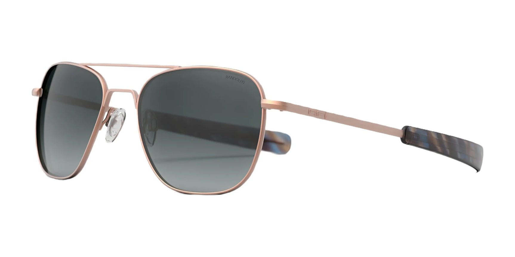 Randolph AVIATOR Sunglasses | Size 58 / 22k Satin Rose Gold / Slate Gradient Nylon (Polarized)