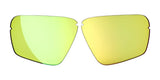 A pair of RE Ranger Edge yellow-green mirrored CMT sunglass lenses by RE Ranger displayed frameless against a white background.