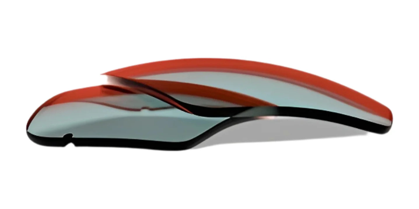 Two curved, translucent RE Ranger Edge Lenses by RE Ranger are stacked on a white background.