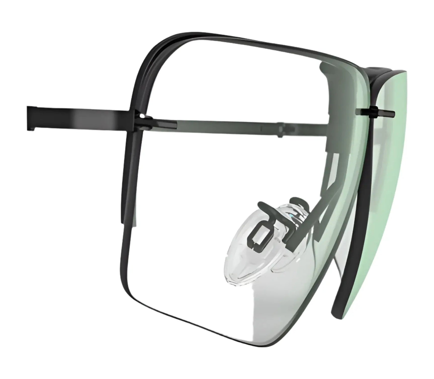 Side view of rimless RE Ranger Edge Lens eyeglasses by RE Ranger, featuring green-tinted lenses and adjustable nose pads—perfect shooting eyewear for clarity and comfort. Side view of rimless RE Ranger Edge Lens eyeglasses by RE Ranger, featuring green-tinted lenses and adjustable nose pads—perfect shooting eyewear for clarity and comfort.