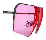 RE Ranger Edge Lens sunglasses by RE Ranger feature oversized, square, red-tinted lenses in a thin black metal frame, enhanced with advanced Claysight Lens Technology for outstanding clarity and modern style.