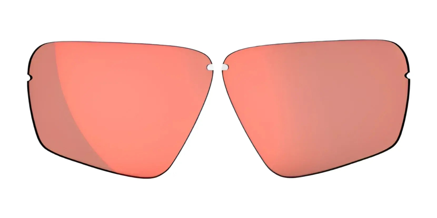 Two pink RE Ranger Edge Lens sunglasses lenses by RE Ranger, with black rims and Claysight Lens Technology, shown against a white background.