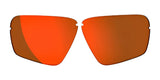 Two RE Ranger Edge Lens orange sunglass lenses with a reflective surface, featuring Claysight Lens Technology by RE Ranger, are placed side by side on a white background.
