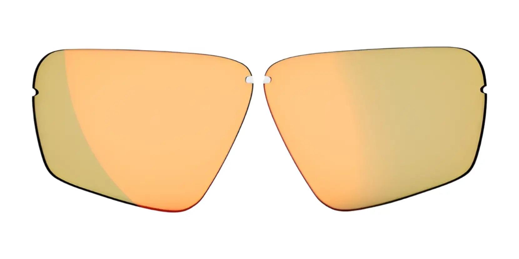 A pair of RE Ranger Edge Lens sunglasses by RE Ranger with yellow-orange Claysight Lens Technology, shown isolated on a white background.