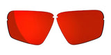 Two RE Ranger Edge red-tinted sunglass lenses from RE Ranger, featuring Claysight Lens Technology, displayed side by side on a white background.