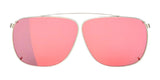 The RE Ranger Sporter Clip-On Lens by RE Ranger features pink mirrored RIACT A.I. lenses, a thin silver frame, and a straight double bridge, displayed on a white background for the modern sporter.