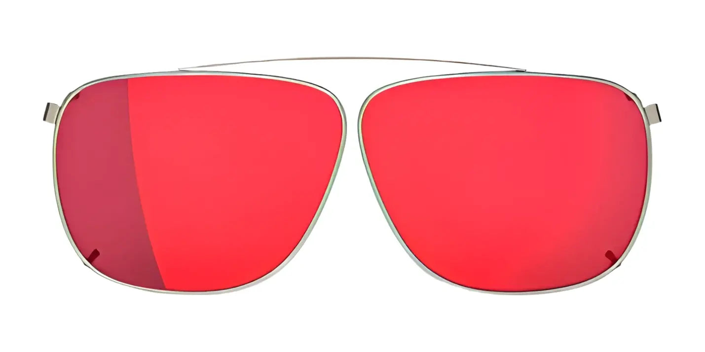 The RE Ranger Sporter Clip-On Lens by RE Ranger features bright red lenses and thin metal frames, displayed on a white background.
