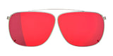 The RE Ranger Sporter Clip-On Lens by RE Ranger features bright red lenses and thin metal frames, displayed on a white background.