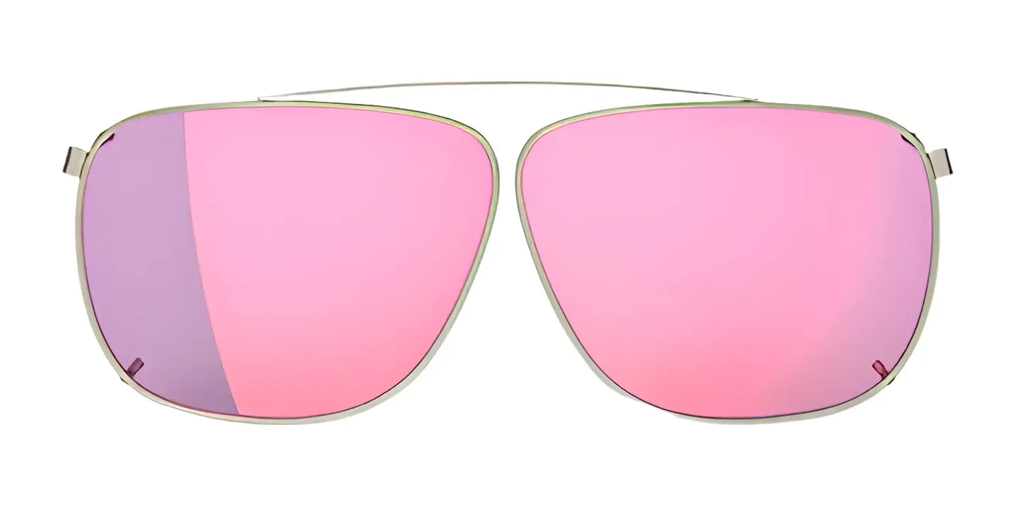 The RE Ranger Sporter Clip-On Lens by RE Ranger features large, square, pink-tinted RIACT A.I. lenses and a slim metallic frame for a stylish sporty look. The RE Ranger Sporter Clip-On Lens by RE Ranger features large, square, pink-tinted RIACT A.I. lenses and a slim metallic frame for a stylish sporty look.