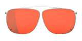 Front view of RE Ranger Sporter Clip-On Lens by RE Ranger, featuring large square orange lenses and a thin silver metal frame.