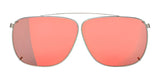 The RE Ranger Sporter Clip-On Lens by RE Ranger features a large, square, rose-tinted lens and a thin silver frame.