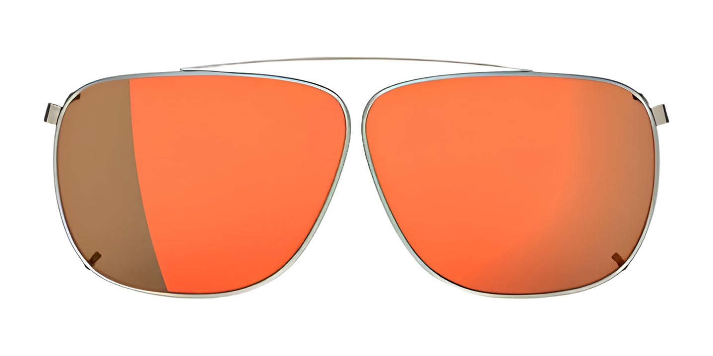 RE Ranger Sporter Clip-On Lens by RE Ranger: orange-tinted aviator sunglasses with a thin metal frame, RIACT A.I. lens technology, and a stylish double bridge, displayed on a white background. RE Ranger Sporter Clip-On Lens by RE Ranger: orange-tinted aviator sunglasses with a thin metal frame, RIACT A.I. lens technology, and a stylish double bridge, displayed on a white background.