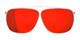 The RE Ranger Sporter Clip-On Lens by RE Ranger features large, square, red-tinted lenses and a thin metal frame that adapts seamlessly to varying light conditions. Shown on a white background.