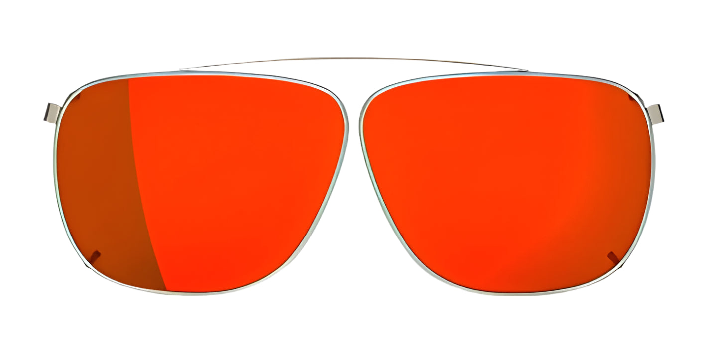 RE Ranger Sporter Clip-On Lens by RE Ranger features bright orange RIACT A.I. Sporter lenses in a thin metal frame, designed to enhance vision in varying light conditions. Shown on a white background. RE Ranger Sporter Clip-On Lens by RE Ranger features bright orange RIACT A.I. Sporter lenses in a thin metal frame, designed to enhance vision in varying light conditions. Shown on a white background.