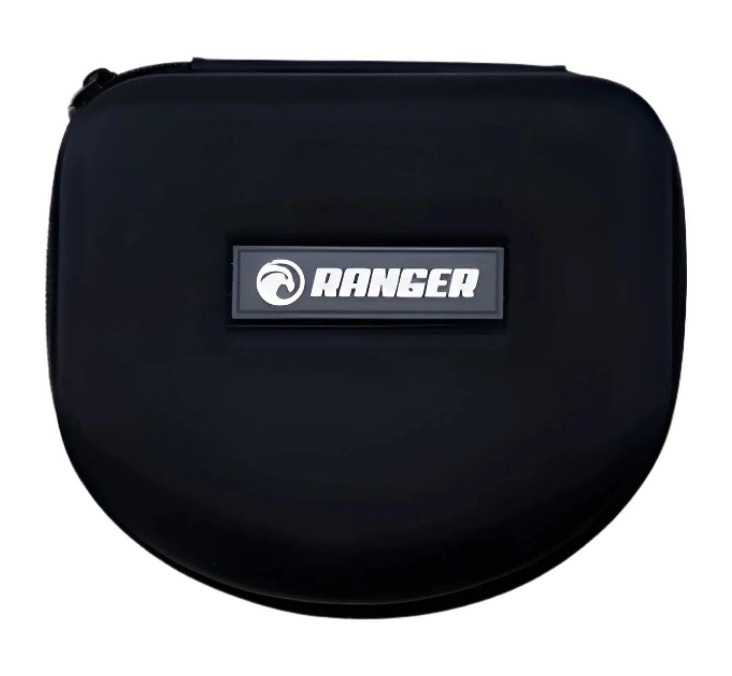 Black hard shell case with zipper and "RANGER" logo—ideal for safely storing your RE Ranger SuperShot Shooting Glasses or ClaySight lenses.