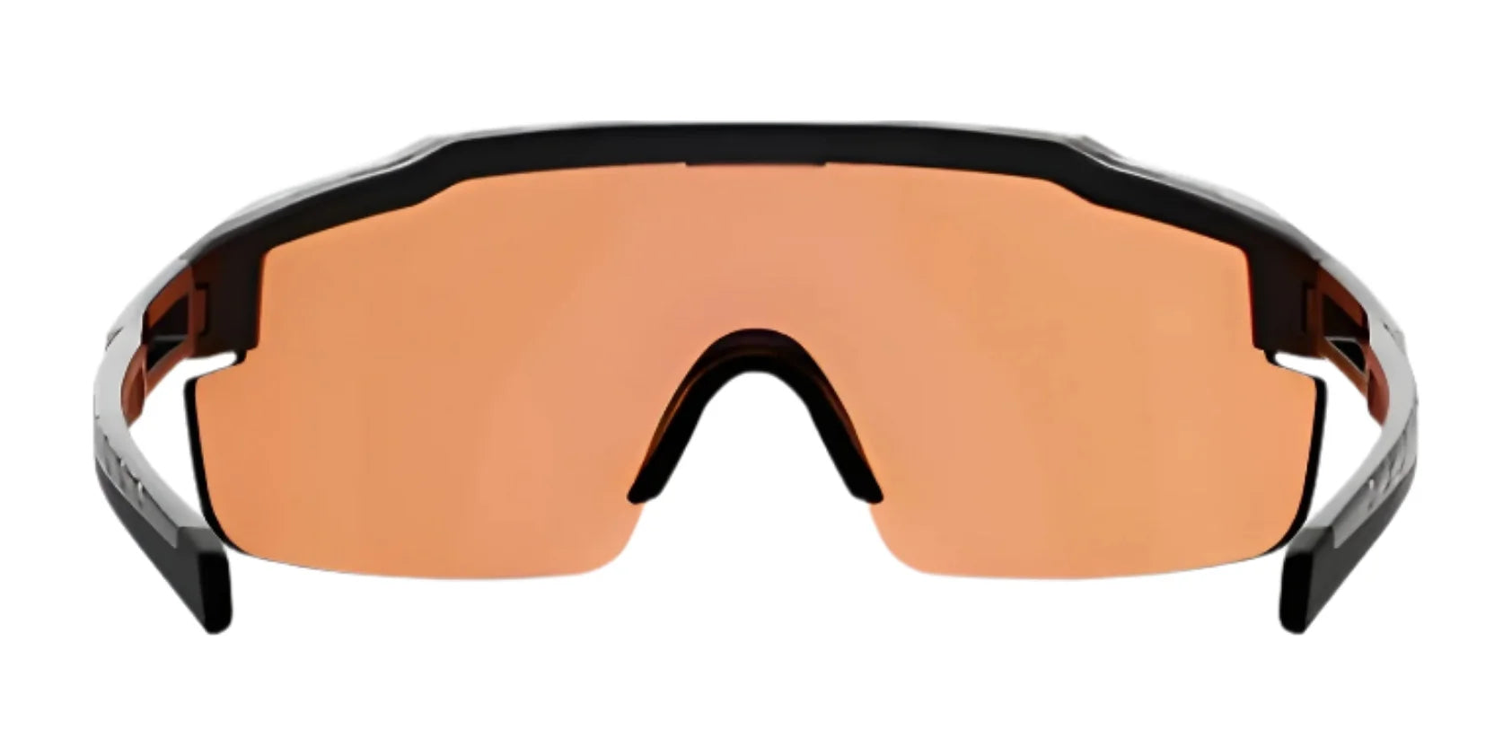 Front view of RE Ranger SuperShot Shooting Glasses with a large, orange-tinted ClaySight lens and a sleek black magnetic interchangeable frame by RE Ranger. Front view of RE Ranger SuperShot Shooting Glasses with a large, orange-tinted ClaySight lens and a sleek black magnetic interchangeable frame by RE Ranger.