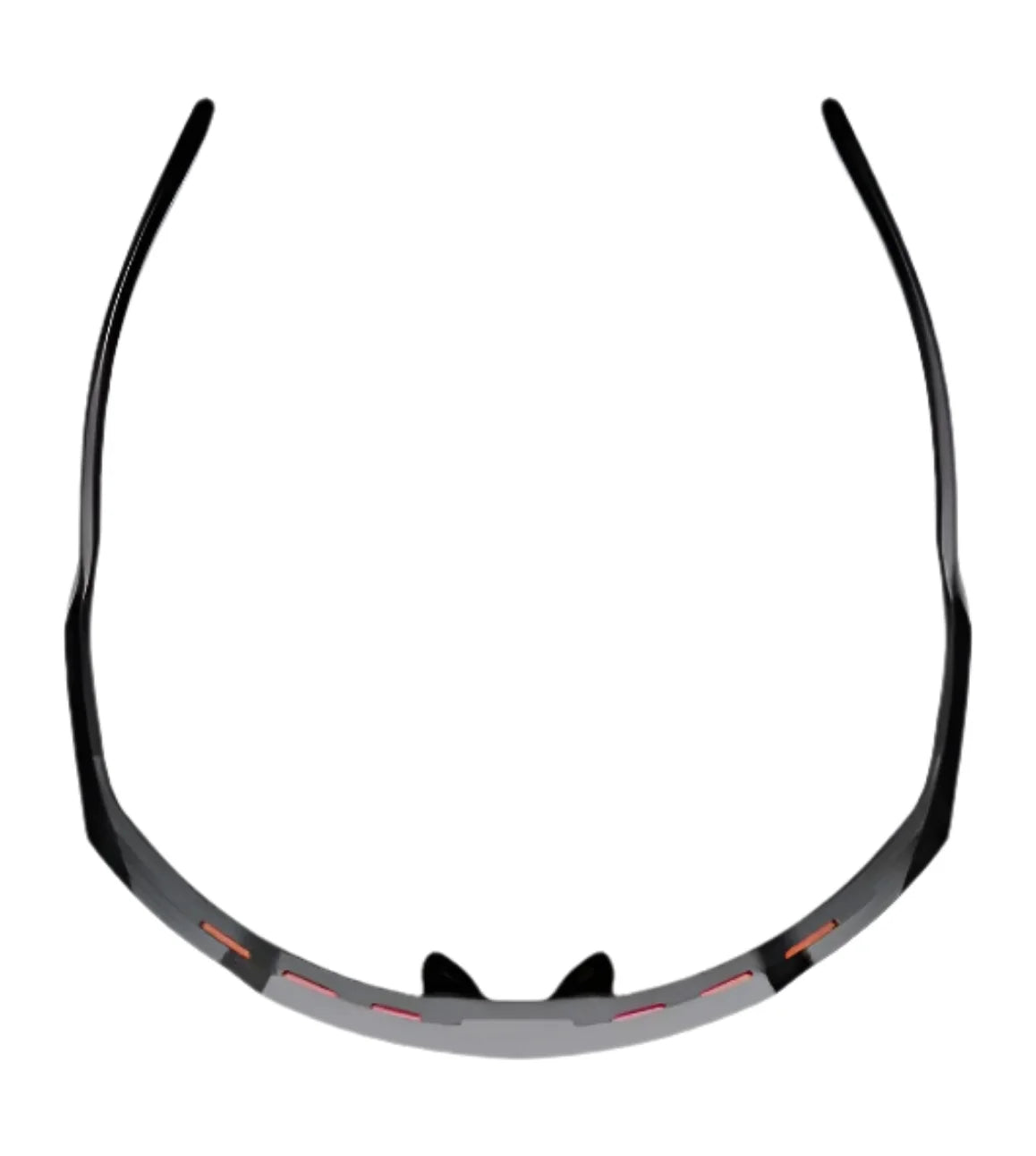 The RE Ranger SuperShot Shooting Glasses by RE Ranger are shown from above, highlighting their curved magnetic interchangeable frame and nose pads on a white background. The RE Ranger SuperShot Shooting Glasses by RE Ranger are shown from above, highlighting their curved magnetic interchangeable frame and nose pads on a white background.