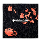RE Ranger SuperShot Shooting Glasses by RE Ranger feature an abstract black and orange pattern with "RANGER" and a wave logo at the center, plus a magnetic interchangeable frame for added versatility.