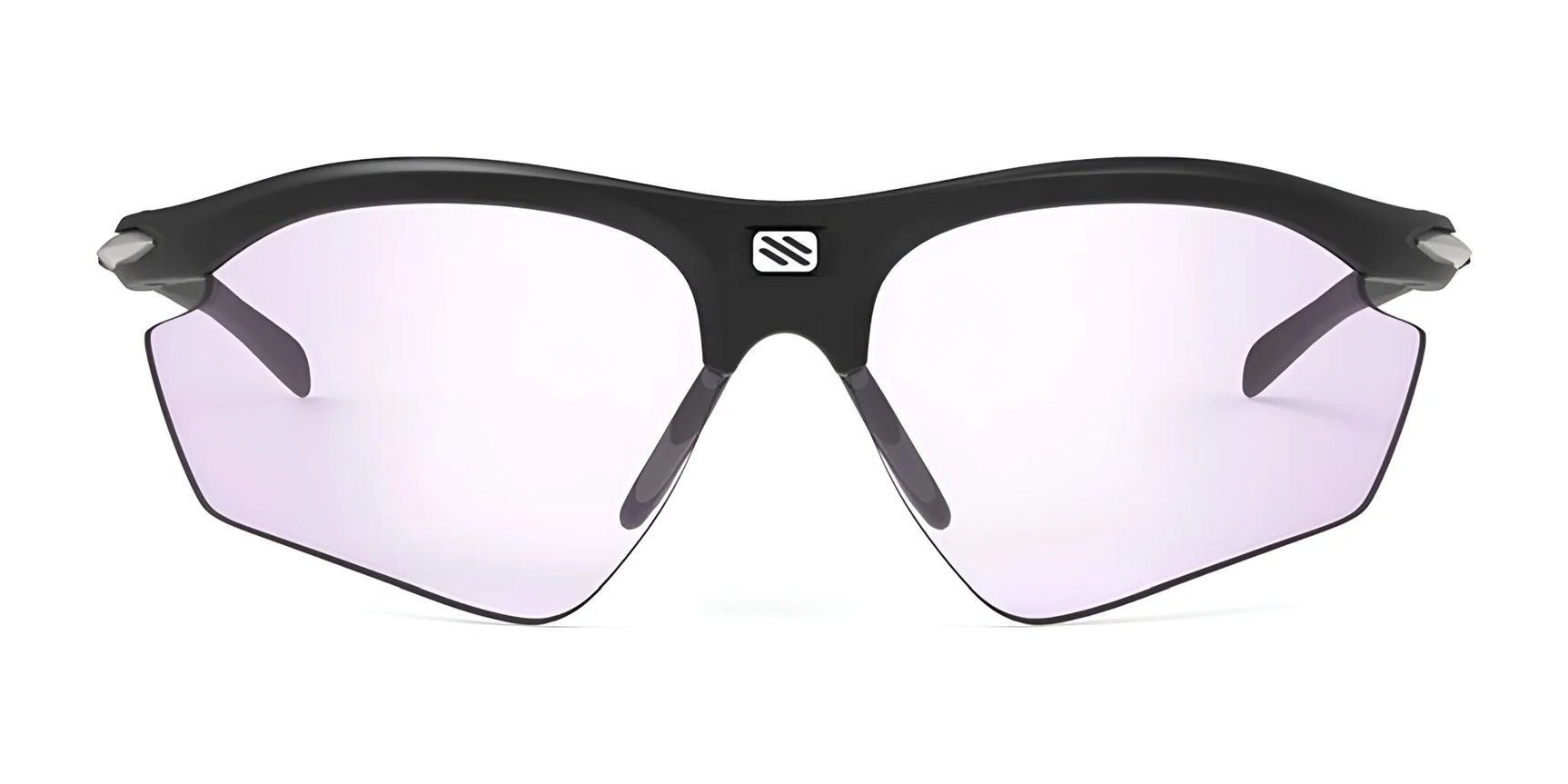 The Rudy Project Rydon Sunglasses feature a black frame with semi-rimless, slightly tinted lenses and adjustable anti-slip nosepads for comfort and stability. The Rudy Project Rydon Sunglasses feature a black frame with semi-rimless, slightly tinted lenses and adjustable anti-slip nosepads for comfort and stability.